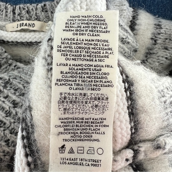 J Brand White Grey Striped Alpaca Wool Pullover Crewneck Sweater Size XS - Picture 6 of 6